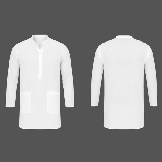 White Men’s Plain Kurta | 150 GSM Premium Cotton Blend | Ideal for Festivals & Events