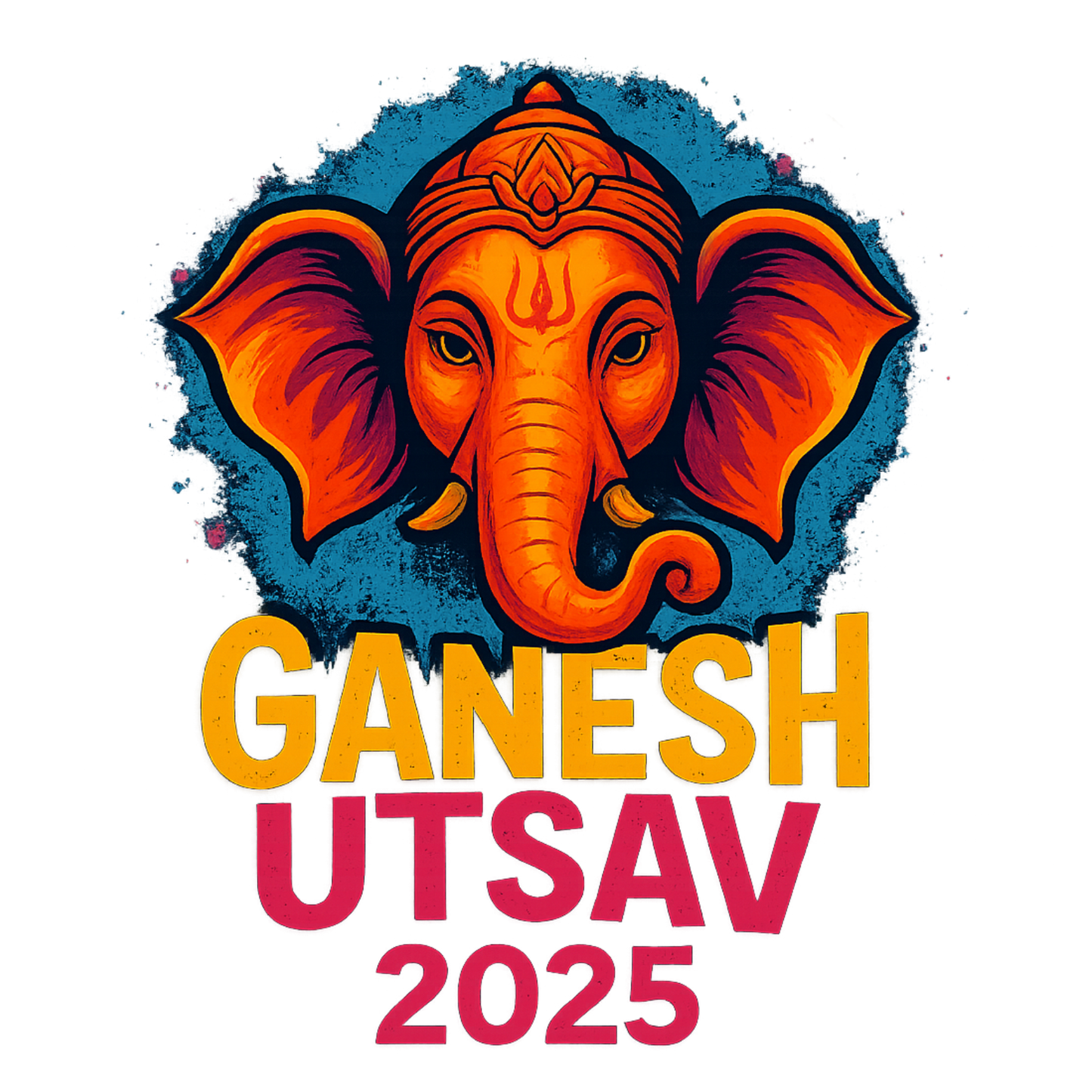 Ganesh Chaturthi White Polyester T-Shirt – Cute Trendy Ganesh Logo Design | Unisex Festive Tee
