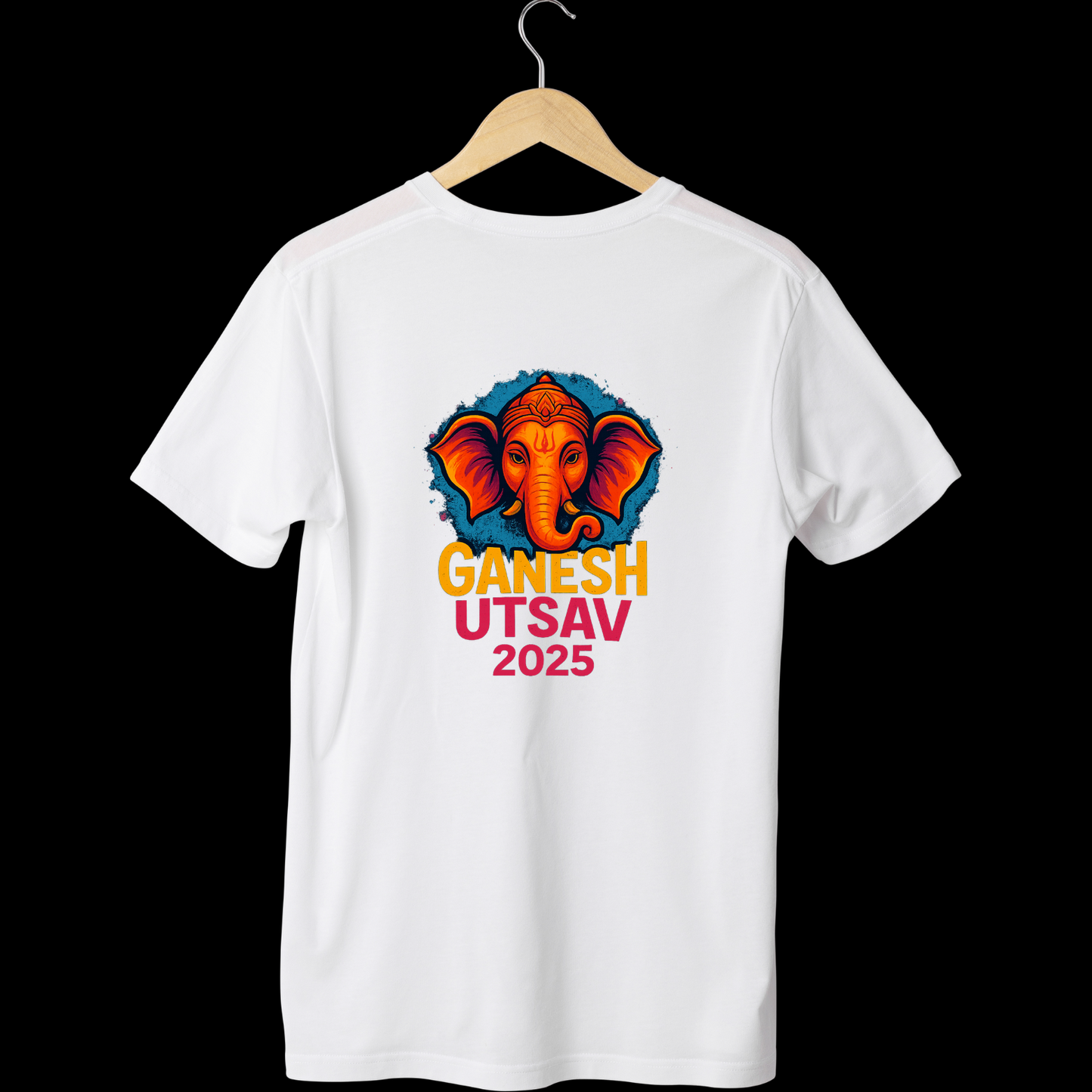 Ganesh Chaturthi White Polyester T-Shirt – Cute Trendy Ganesh Logo Design | Unisex Festive Tee