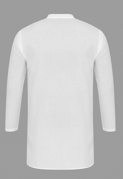 White Men’s Plain Kurta | 150 GSM Premium Cotton Blend | Ideal for Festivals & Events