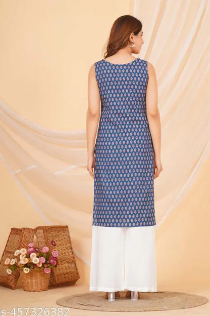 Women's Casual Sleeveless Daily Wear Kurti – Comfortable & Stylish Regular/Fancy Kurti