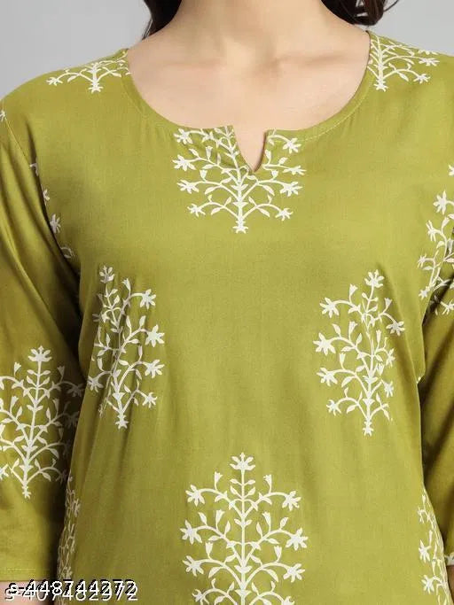 Printed Rayon Green Short Kurti for Women & Girls – Stylish Western Casual Top